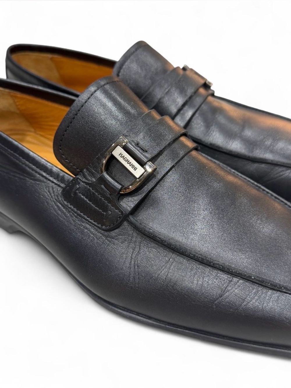 Magnanni Black Leather Slip-On Bit Loafers - Picture 5 of 7